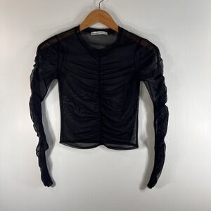 Abercrombie & Fitch Ruched Mesh Top Size XS Black Sheer Grunge Whimsy Goth